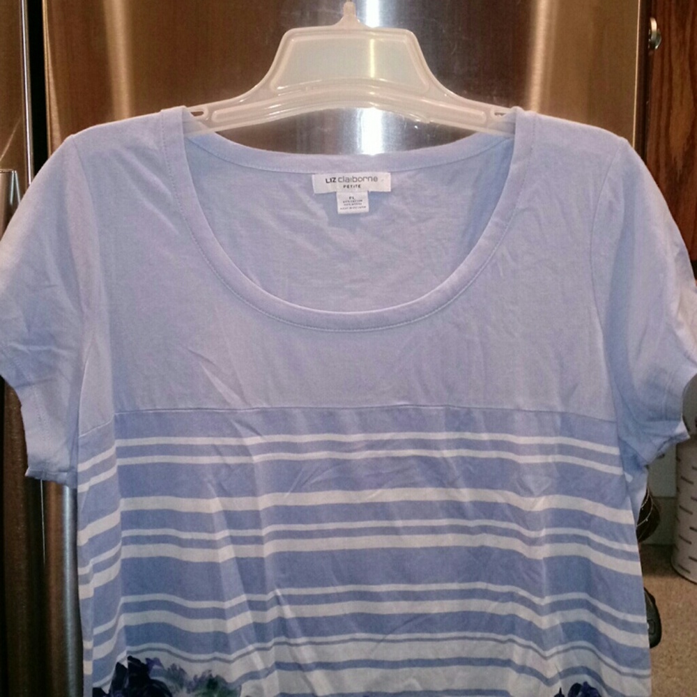 Vintage Liz Claiborne Floral/Striped Top Size PL - Picture 2 of 4